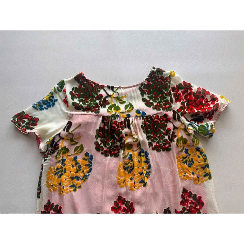 Maeve Anthropologie Pink Floral Burnout Velvet Silk Blend Shift Dress Size S NWT - Picture 8 of 13